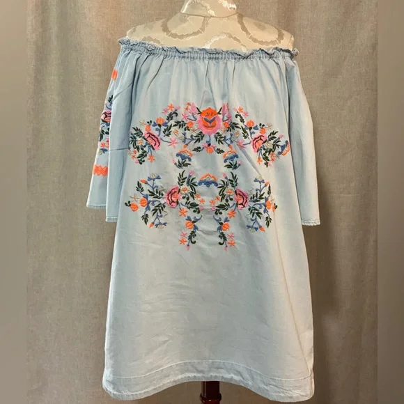 primark embroidered dress Chambray Embroidered Primark mini dress